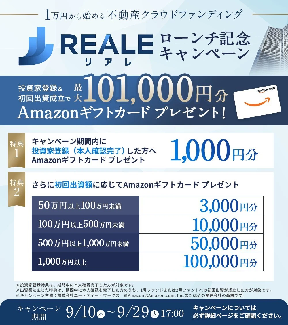REALE(リアレ)ローンチ記念キャンペーンの特典と条件